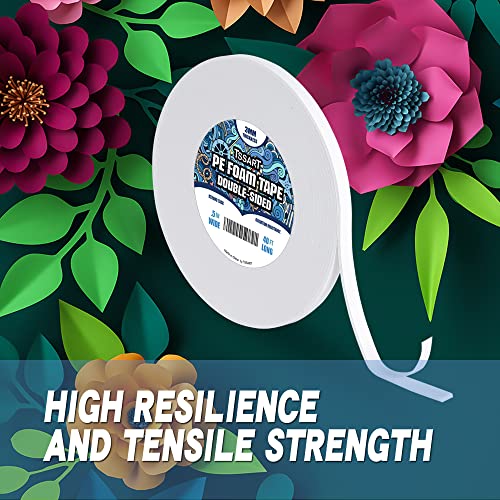 Tssart Pe Foam Tape - 3Mm Thickness Thick Double Sided Foam Tape White Foam Tape Sponge Soft Mounting Adhesive Tape For 3D Art Crafting Picture Hanging Poster - 1/2Inch Wide 40Ft Long #TOP3
