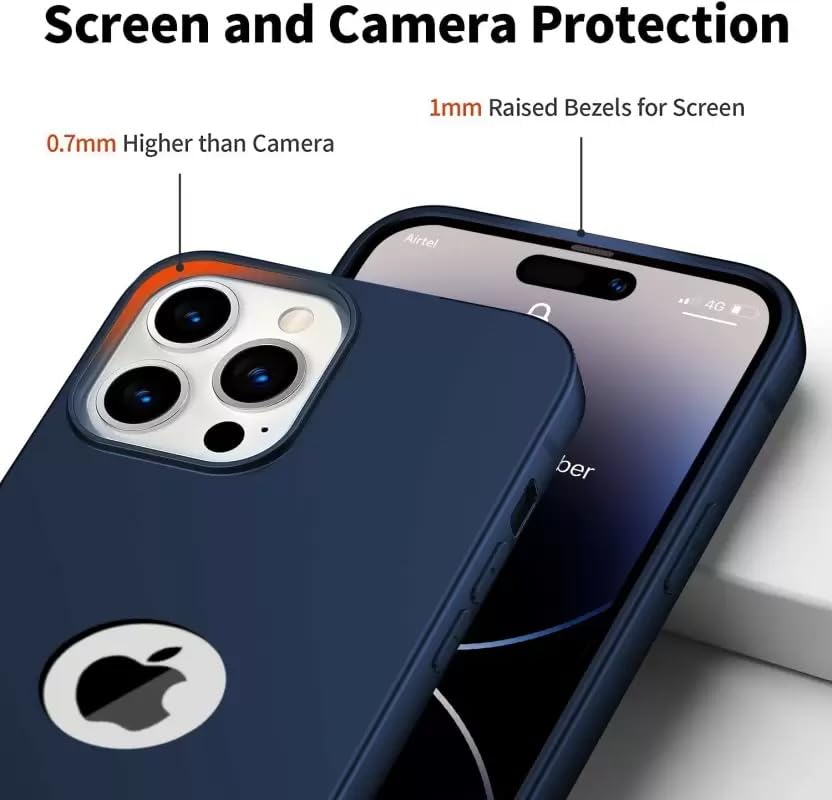 Image of Amazon Brand - Solimo iPhone 14 Pro Max Back Cover | Camera Bump Protection & Inner Velvet Fabric Lining | Ultra Slim Matte Soft Rubberised Case Cover for iPhone 14 Pro Max (Blue)