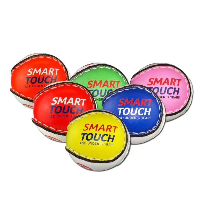 official kids sliotars smart touch for 10 to 12 year olds available in six colours hurling camogie ball (Red)