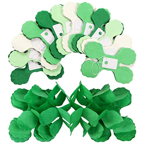 Image of Green-White Party Decorations Streamers Garland - 157Ft Four-Leaf Clover Hanging Banner, Jungle Theme Supplies Baby Shower Spring Summer Birthday Decor Hugtmr
