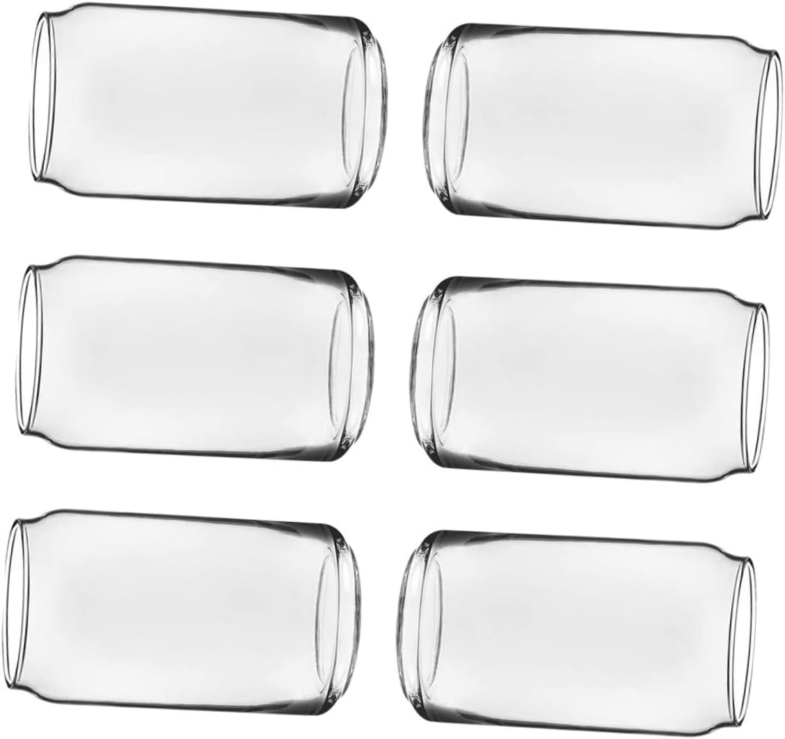 6Pcs Can Shaped Glass Cup Reusable Beer Juice and Cocktail Glasses for Parties Gatherings and Home Use Stylish and Unique Design