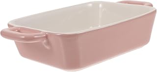 FUNOMOCYA Horno Microondas Molde Para Horno Hornear En Microondas Plato Para Horno Horneado Cacerola Bandeja Cuadrado Plato De Hornear Hornada Porcelana Sartenes Lasagna Bakeware Pink Rosa