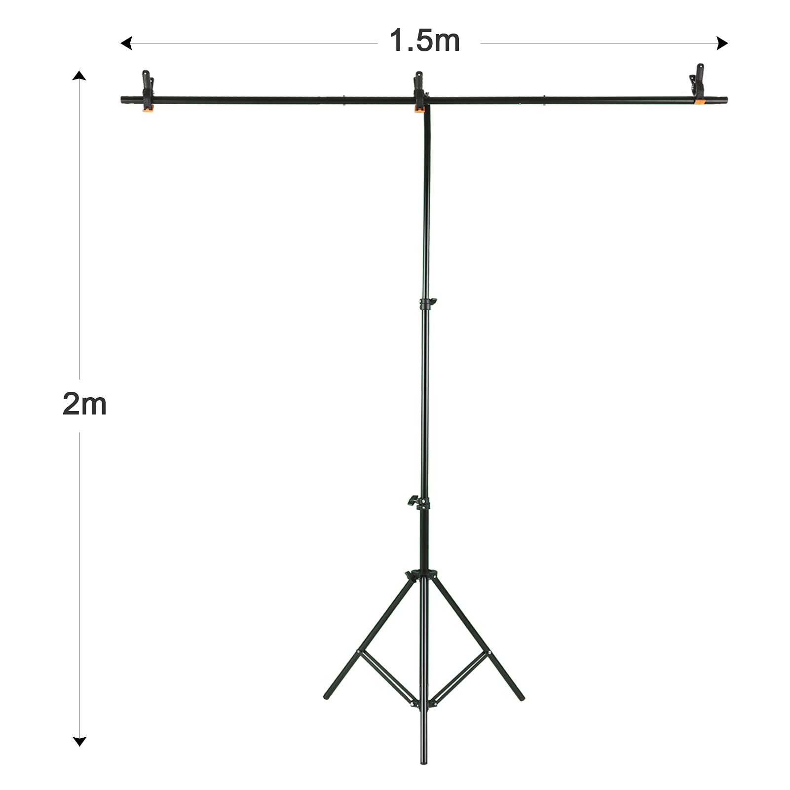 Andoer Kit de photographie avec écran de fond vert 1,5 x 2 m/5 x 7 pieds, support en forme de T réglable, 3 pinces pour photographie, vidéo, YouTube, Vlog, Tiktok