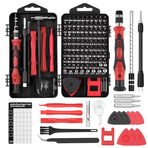 OSDUE 124 en 1 Kit Tournevis de Précision,Rouge Ensemble d'outils de pièces Mini Caisse à Outil Complete la maison pour modèles DIY Smartphones iPads Tablettes...