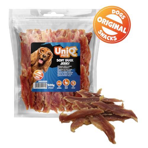 UniQ Pets Hundeleckerli weiche Entenbrustfilet Streifen glutenfrei für große Hunde 500 g