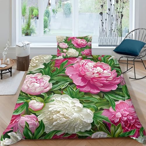 Housse de couette fleurs 3D en microfibre premium de lit simple