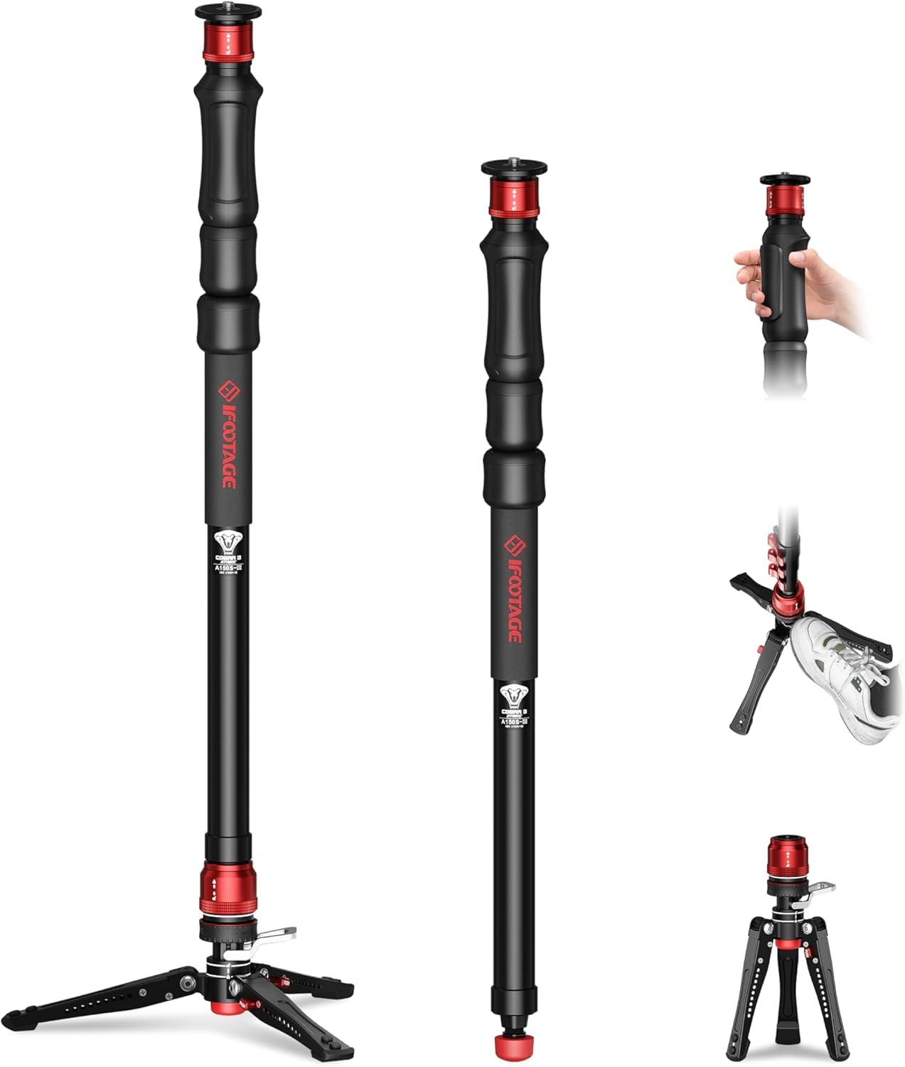Amazon | IFOOTAGE Cobra 3 Strike カメラ一脚 A150S-Ⅲ 取り外し可能