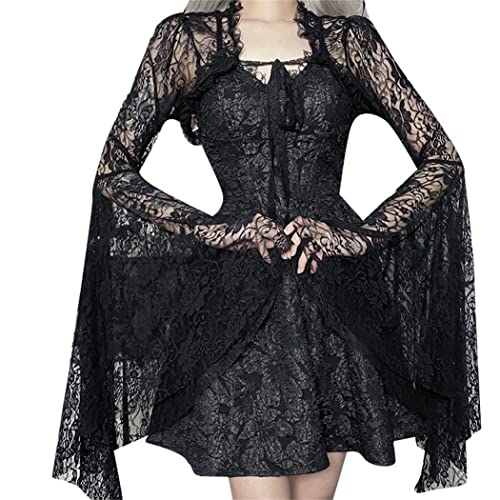 Bolero Shrug Top Trad Goth Black Shawls and Wraps for Evening Dresses Short Cardigan