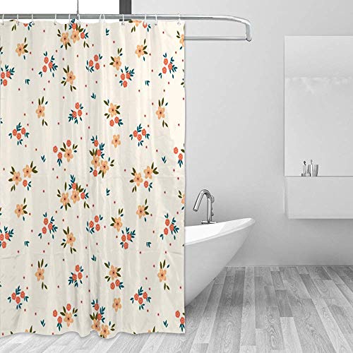 Rideau de douche polyester fleur orange jaune 168x183 cm