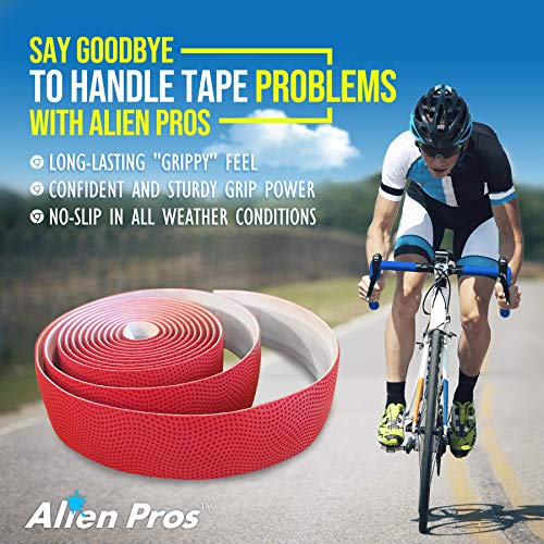 Image of Alien Pros Bike Handlebar Tape PU (Set of 2) Black Red White Pink Blue - Enhance Your Bike Grip with These Bicycle Handle bar Tape - Wrap Your Bike for an Awesome Comfortable Ride