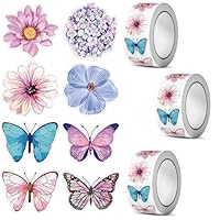 1500 Pieces Butterfly Flower Sticker Roll,Butterfly Decals Cute Self-Adhesive Decorative Sticker for Scrapbooks Envelopes Party Supply Decoration