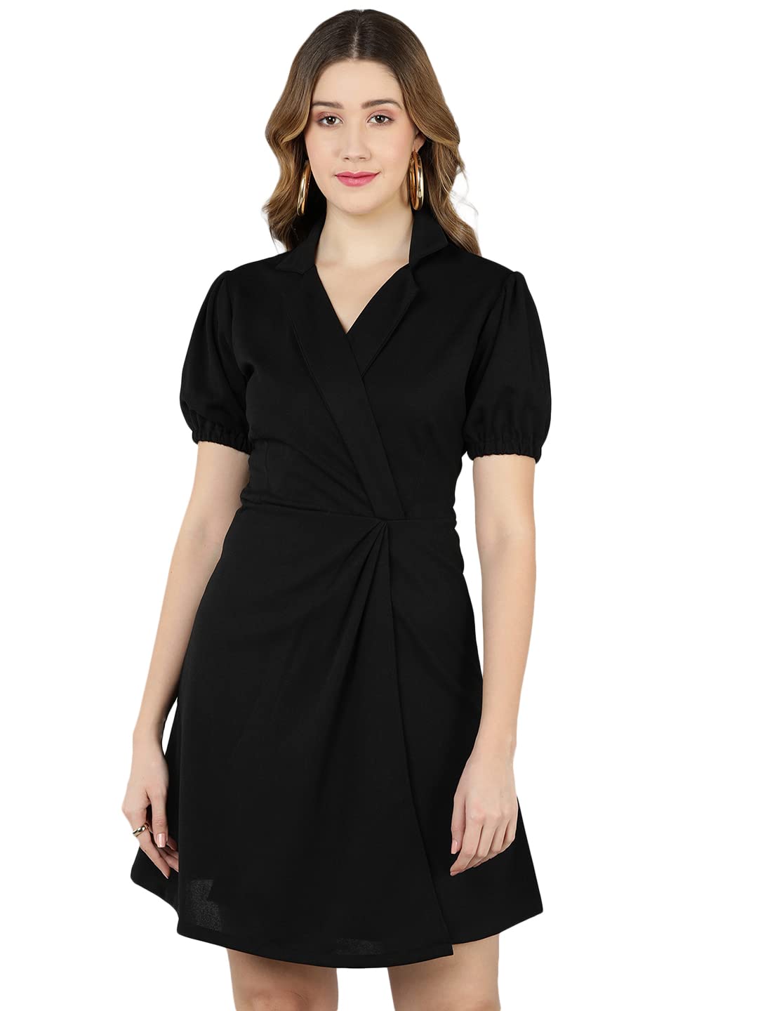 Golden Kite Women Knotch Collar Wrap Dress
