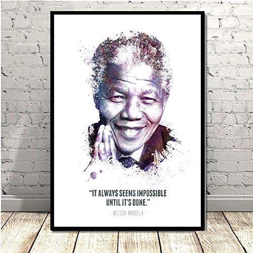 Sungup Nelson Mandela Affiche Impression Grand Leader Star Art Peinture Impression sur Toile Mur Photos pour Salon décor à la Maison Pas de Cadre 16'x 20' (40x50cm)