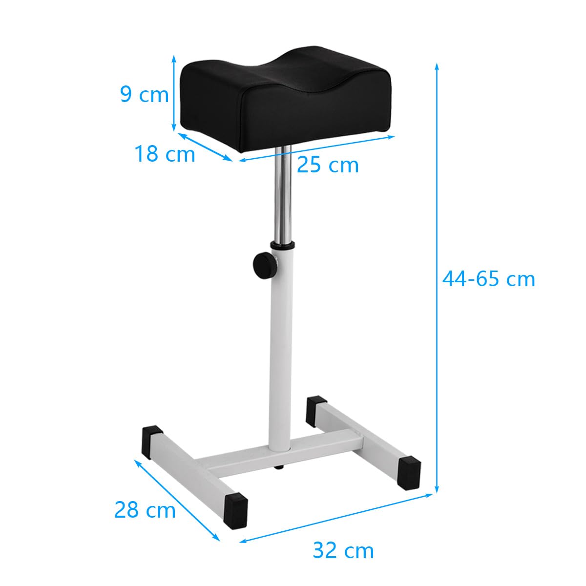 HOMASIS Taburete de Pedicura Regulable 45-65 cm Silla para Cuidado de Pies Negro