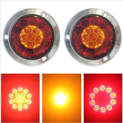 Qiorange 2x Feux Stop LED Rouge 24 LED Pour Moto ATV Truck - Clignotant Rond