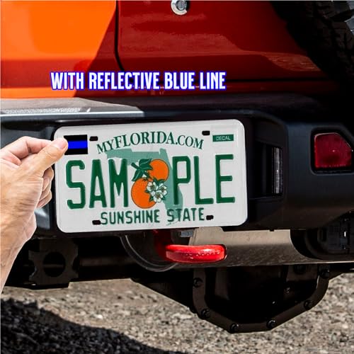 6 Pack Thin Blue Line Vinyl Decal License Tag Sticker (F15) | Waterproof and Reflective | Easy to Apply on Metal, Car, Truck, Motorcycle, Trailer | Support Cops and Law Enforcement 1