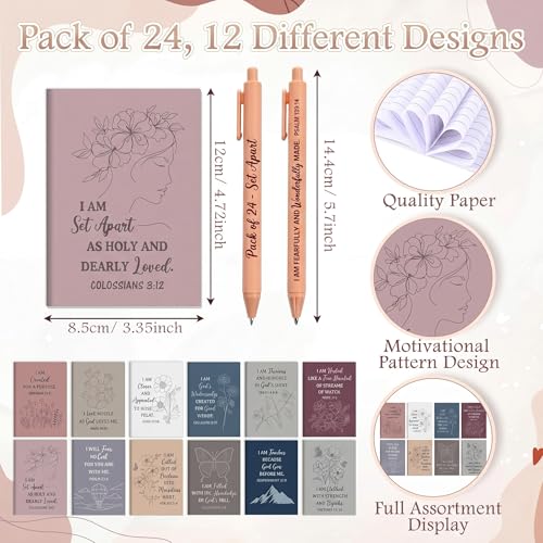 Image of Mooliwe 48 Pcs Positive Affirmation Gift Set Gratitude Notebooks with Pens Small Bags Motivational Encouragement Notepads Daily Affirmations Journal for Women Stress Relief Self Care (Prayer)
