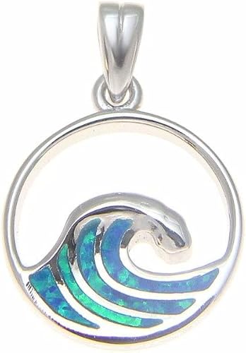 Arthurs Jewelry - Colgante de plata de ley 925 diseño hawaiano 0591in ópalo sintético color azul