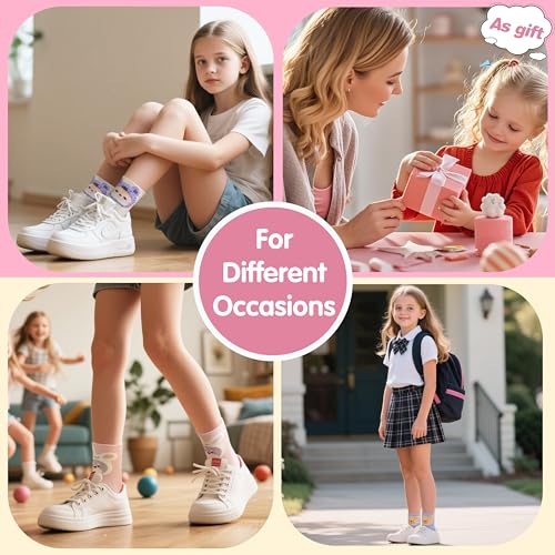 Image of EBMORE Kids Girls Boys Socks Cotton Crew Cute Animal Pattern Fashion Fun Novelty Socks 6 Pack