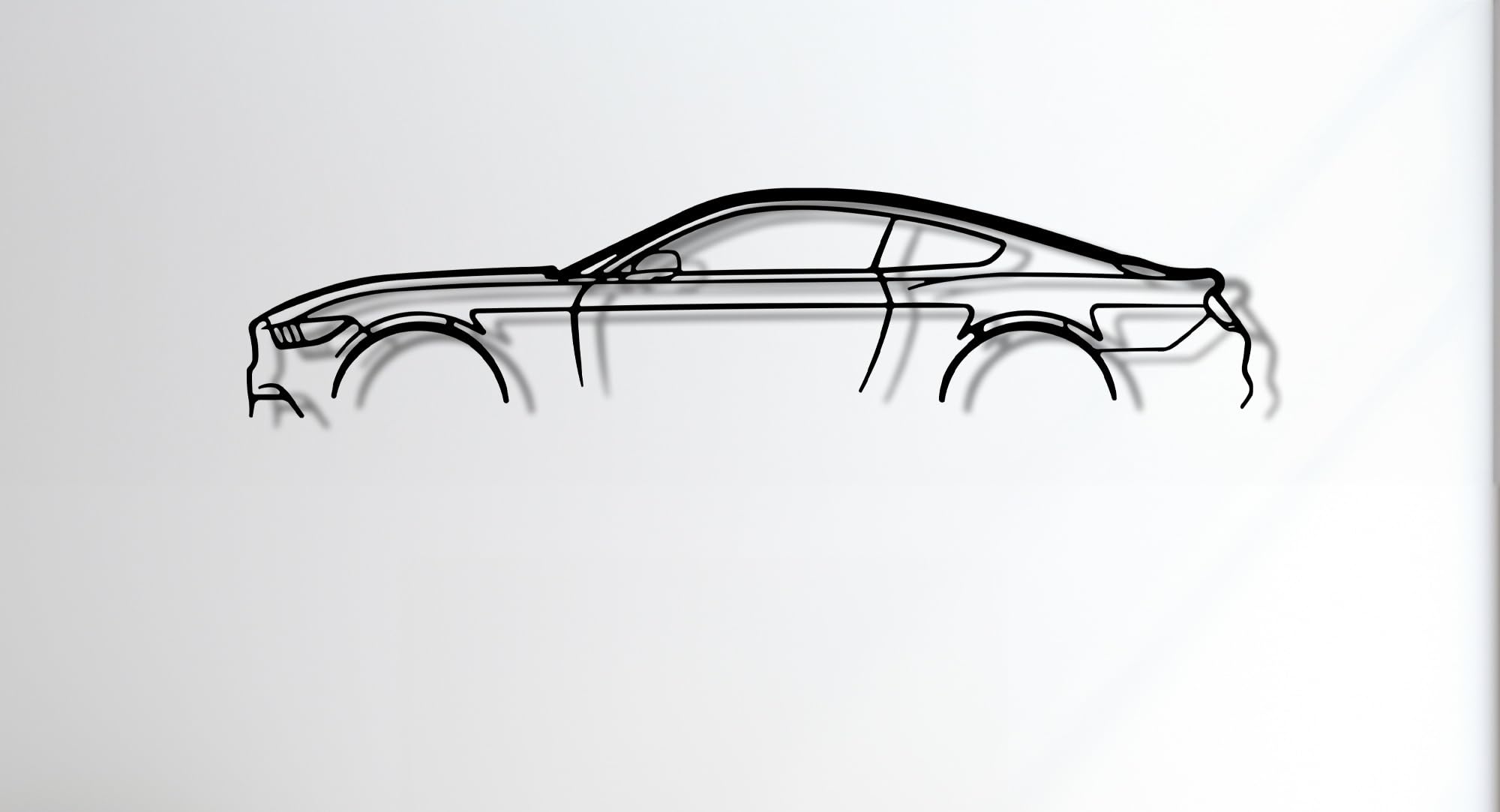 Arte de pared de metal para coche deportivo, decoración de silueta automotriz, escultura minimalista para garaje, cueva de hombre o dormitorio, interior/exterior (20 pulgadas de largo x 4.3 pulgadas