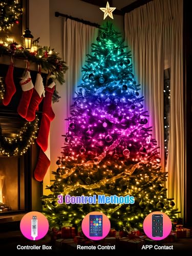 Image of Fairy Lights 66FT /20M, 200 LEDs RGB Smart IC Multicolor String Lights | APP & Remote Control, Music /Voice Sync Color Changing, IP67 Waterproof String Lights for Bedroom, Party, DIY