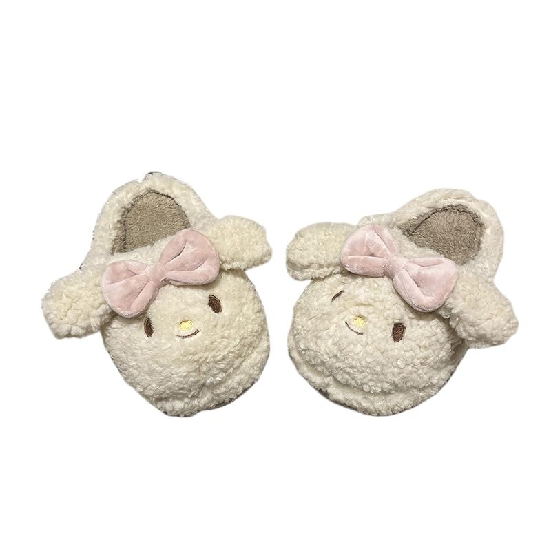 ZONTO Slippers Winter Fur Shoes Female Cartoon Cute Fun Slip On Warm Home Bag With Cotton Shoes