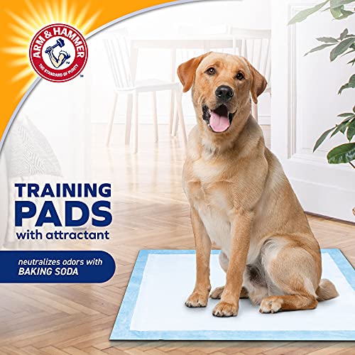 Image of Arm & Hammer for Dogs Training Pads for Stay-at-Home Dogs | New & Improved Super Absorbent, Leak-Proof, Odor Control Quilted Dog Training Pads with Baking Soda | 75 Count - 6 Pack Wee Wee Pads,White
