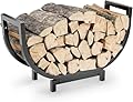 Dicasser Firewood Rack Outdoor and Indoor Firewood Storage, 24 INCH Double Coated Fire Wood Organizer, Waterproof Rustproof Stable Log Holder and Fireplace Decor, Black
