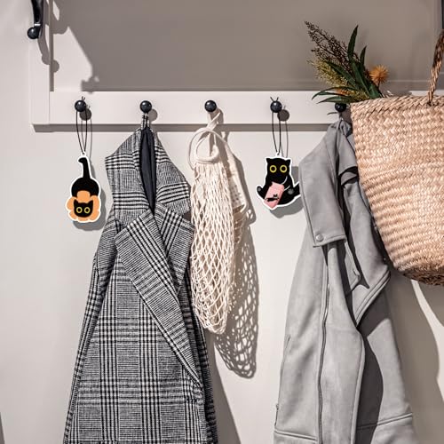 Image of 10 Pack Funny Black Cat Car Air Fresheners - Cute Cartoon Meme Kitty Hanging Fragrance Sheets for Rearview Mirror, Long Lasting Scents Car Accessories for Women Men, Gifts for Cat Lovers