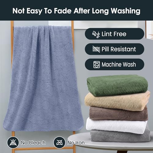 Image of JML Luxury Hotel & SPA Bath Towels (2 Pack, 30 inchx60 inch) - 350GSM High Density Fleece Towel Sets - Super Soft and Absorbent, Lint Free, Fade Resistant Bath Towel (Pack of 2-BlueGrid)