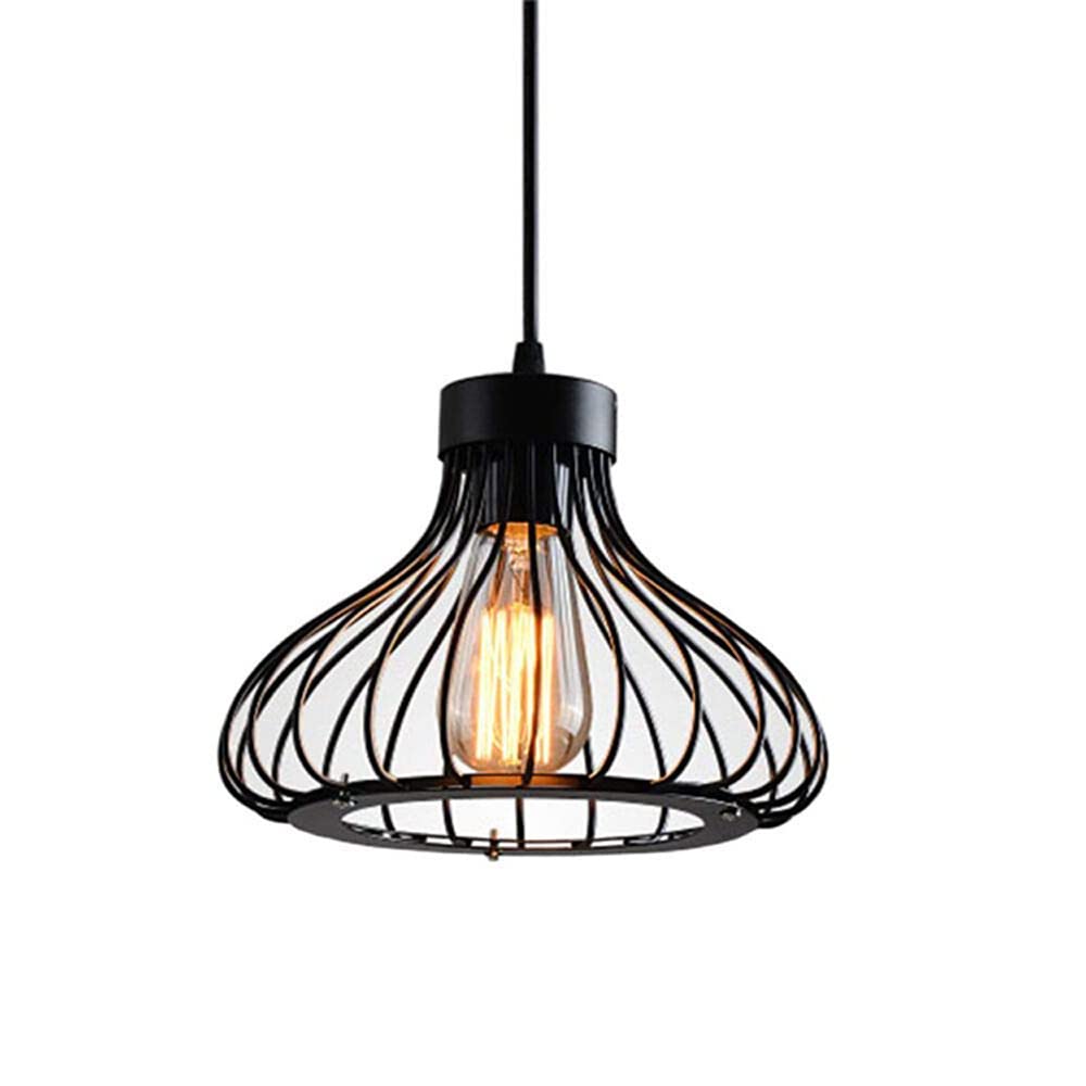 Country bird cage droplight E27 suspension rétro industriel fer noir - 8