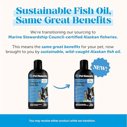 Image of Omega 3 Fish Oil for Dogs and Cats - Liquid Fish Oil for Dogs Skin and Coat Supplement, Dog Omega 3 Fish Oil Supplement EPA + DHA, Wild Caught Pollock & Cod Oil for Dogs for Skin + Coat Health (16oz)