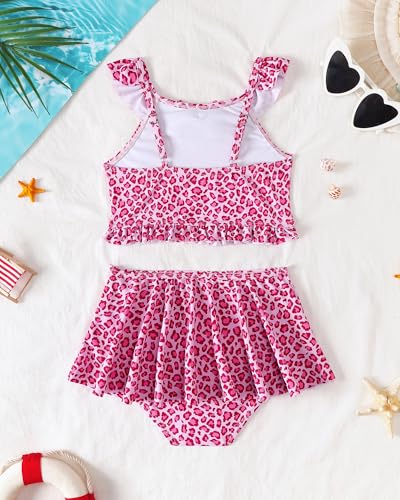 Image of Saeaby Toddler Little Girls Swimsuit Summer Halter Ruched Tankini 2 Piece Bathing Suit for Girl Beach Swimwear 3-8Y
