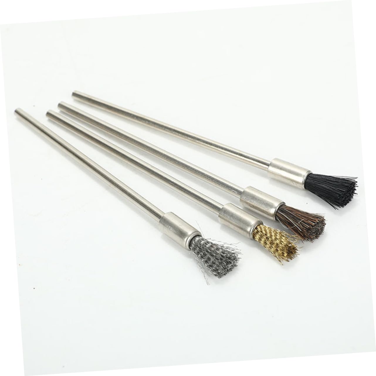 Cabilock 12pcs Mini Wire Brush Set Stainless Steel Hose Pig Hair for Polishing Grinding Versatile for Wood Metal