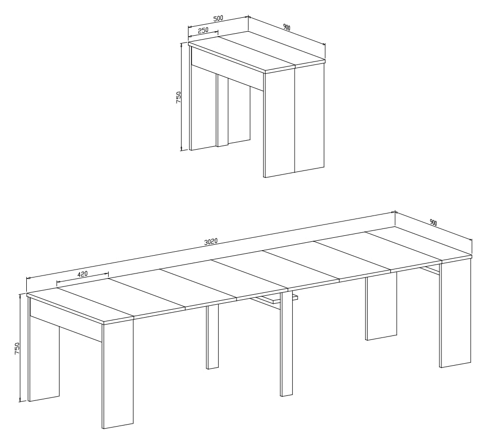 Bricozone Consolle Allungabile Moderna Tavolo Estensibile Fino A 302 Cm Salvaspazio Per 14 Persone Struttura In Mdf Con Guide Telescopiche E Supporto Centrale Finitura Bianca Design Elegante