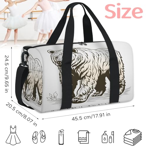 Bear Gym Bag for Women, Duffle Bag for Travel Sport, Lightweight Waterproof Carry on Weekender Dance Yoga Workout Bags, Forest Animals2