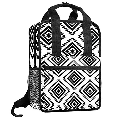 Sac à dos garçons motif tribal noir et blanc cartable fille taille unique