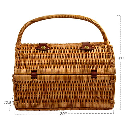 Picnic at Ascot Yorkshire Picnic Basket for 4, Wicker/Stripe