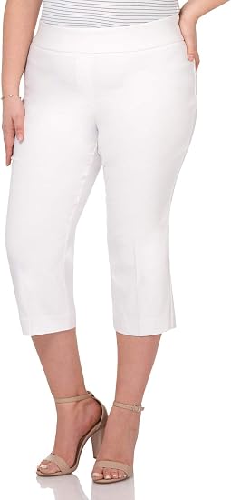 REKUCCI Pantalones Capri de con Cintura Ancha Plana (Tallas Grandes) :  Amazon.com.mx: Ropa, Zapatos y Accesorios