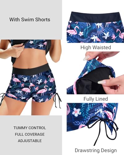 Holipick Tankini Swimsuits Two Piece Tummy Control Bathing Suits Blouson Swim Tank Top with Boy Shorts4