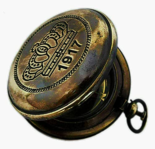 Brújula de bolsillo de latón Orca INTERNATIONAL CO. Náutica marina antigua con botón pulsador miniatura 2