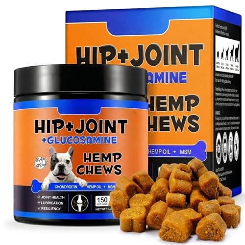 Hip & Joint Glucosamine Hemp Chews for Dogs (Duck Flavour | 150 Soft Chews) – Mobility Support Supplement with Chondroitin MSM, Joint Pain Relief & Flexibility Support