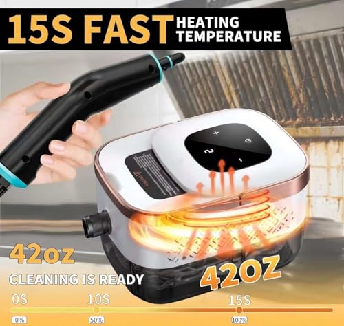 Image of Steam Cleaner, 6 Steam Levels, 42oz Tank & 11 Pieces Accessories, 1500W High-Temperature Steam Cleaner for Home, Handheld Steamer for cleaning Grout,Tile,Kitchen,Bathroom,Car