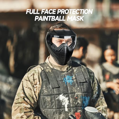 Image of Xaegistac Paintball Mask-Intergrated Sun Visor Airsoft Mask | Airsoft Mask with Wide Field of View, Anti Fog, Adjustable Headband for Paintball, Airsoft