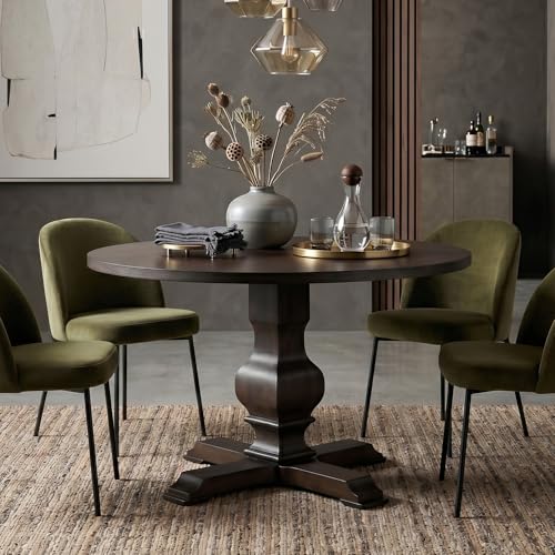 Image of Roundhill Furniture Havre Pedestal Base Round Dining Table, Espresso