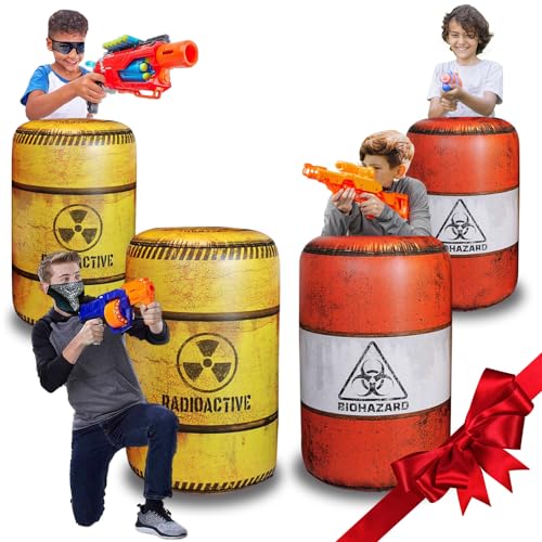 NINOSTAR 4 Pack Inflatable Battle Battlefield Barrels,Great for Party Laser Tag Gun Game Battle...