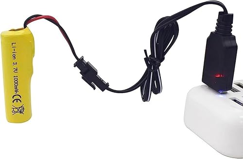 Miniatura 5 de 3 unids 3.7 V 1000 mAh batería de iones de litio con cable de carga USB para TB202 TB201 TM201 TM202 TC141 DE35 DE38 DE40 DE50 RC Stunt Car RC