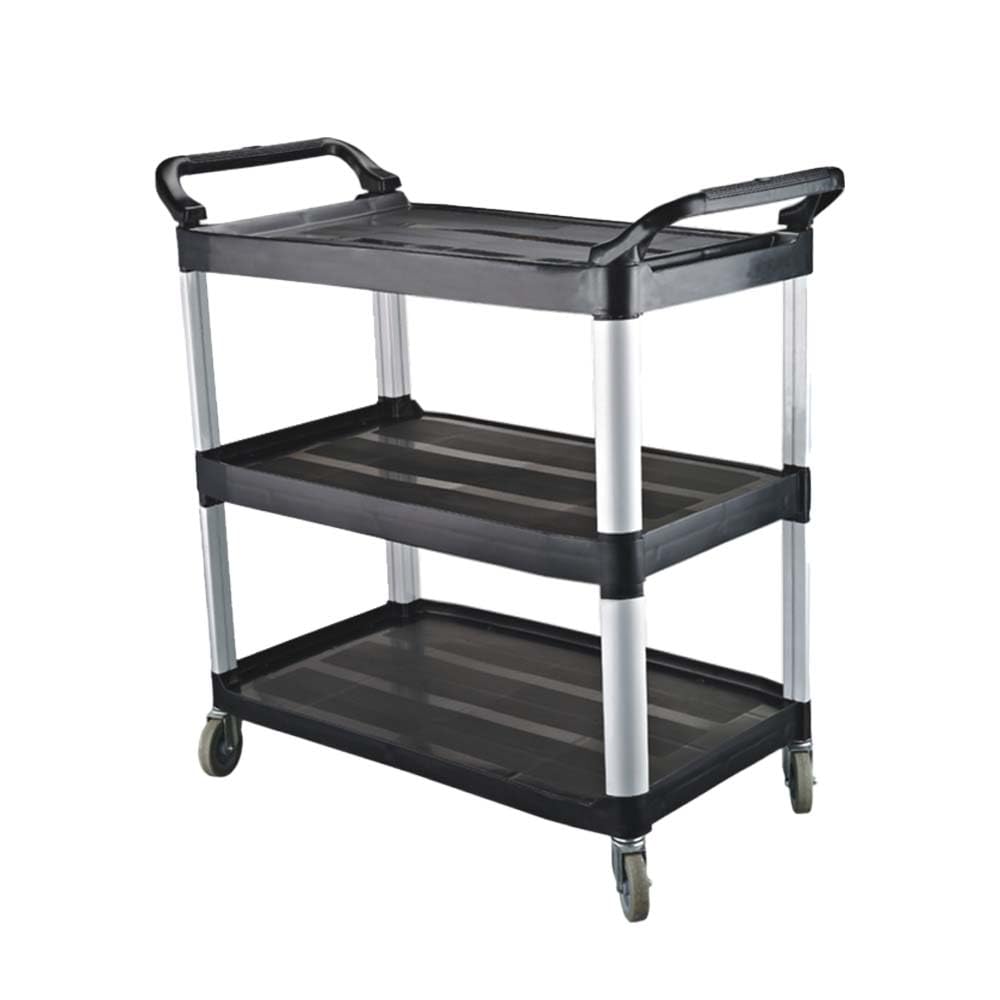 Carrello di servizio multiuso con serratura a ruota, carrello portatile a 3 ripiani con doppia maniglia laterale, carrello multifunzione per ristorazione, ristorante, ufficio, garage