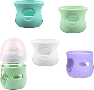 4 Stück Silikonabdeckung, Silikonhüllen für Naturglas-Babyflaschen, bruchsicherer Babyflaschenhalter, hochwertige Silikonflaschenhüllen in Lebensmittelqualität, Babyflaschen-Schutzhülle