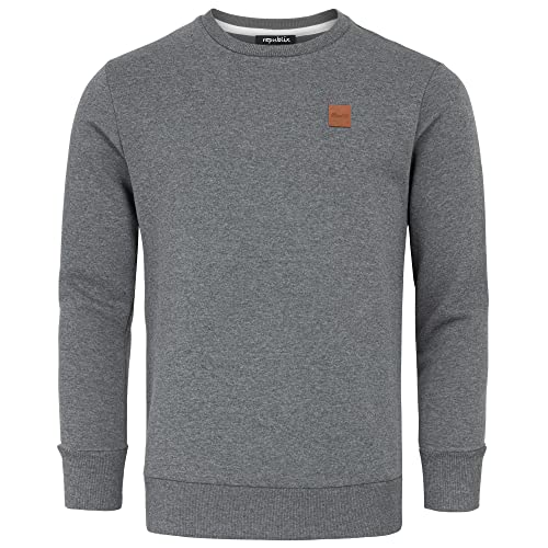 REPUBLIX Herren Basic College Sweatshirt Pullover Sweatjacke Hoodie R0456 Dunkelgrau M